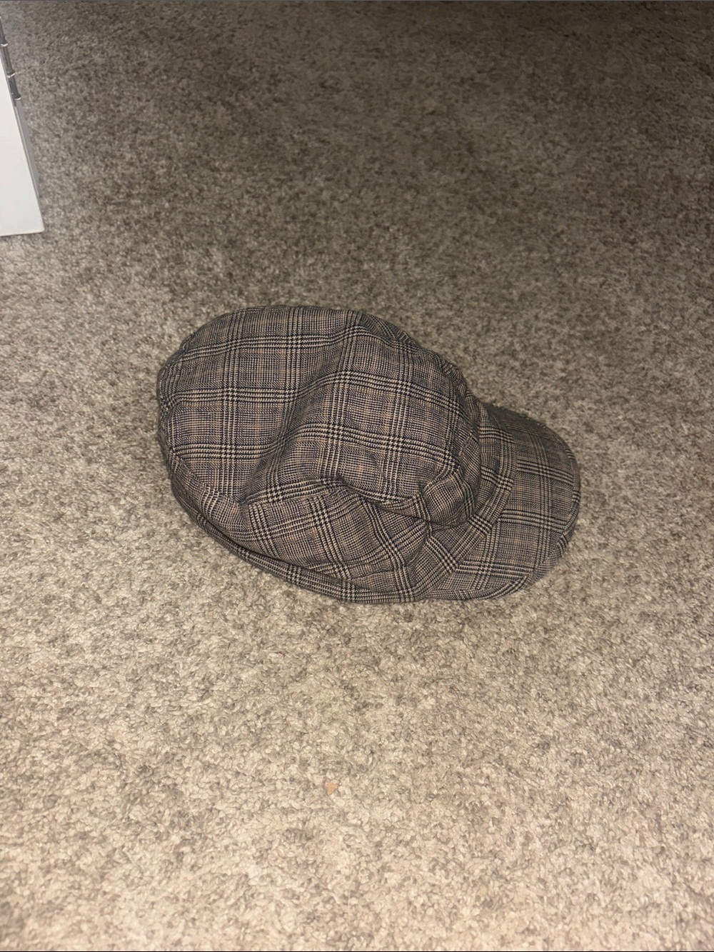 Classic Brown Plaid Newsboy Cap for Kids